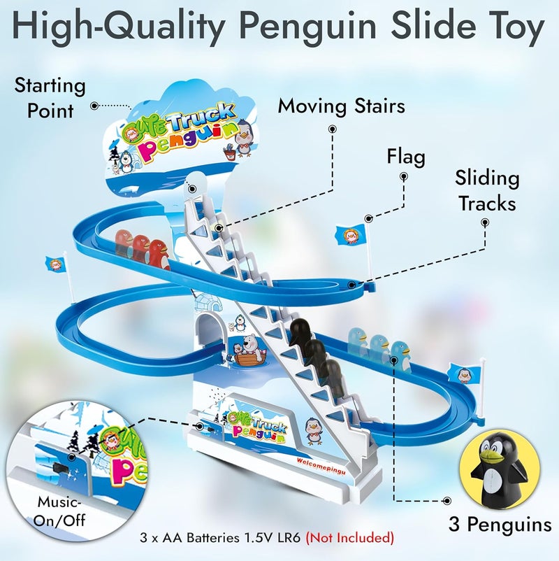 ARSUK Musical Penguin Race Game Toy with Roller Coaster Track and LED Lights for Kids - Image 5
